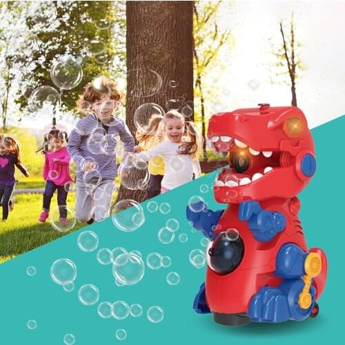 2021 New Bubble Flashing Music Dinosaur Bubble Machine Auto Soap Bubble Blowing Kids Toys Funny Cartoon Shape Bubble Machine