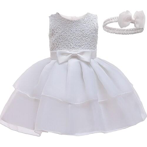 2021 New Newborn Baby Girls Gown for Baptism Christening 1st Birthday Infant Dresses Tulle Party Prom Toddler Girl Party Dress