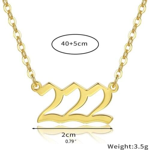 Angel Number Necklace 111 222 333 444 555 666 777 888 999 Necklace Gold Plated Stainless Steel Numerology Jewelry