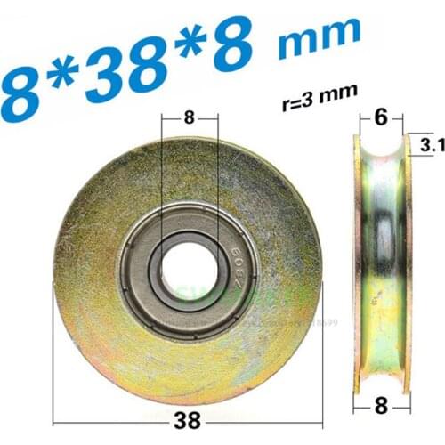 10pcs 8*38*8mm 608ZZ bearing steel, U groove roller, 6mm wire rope/overhead crane/guide wheel