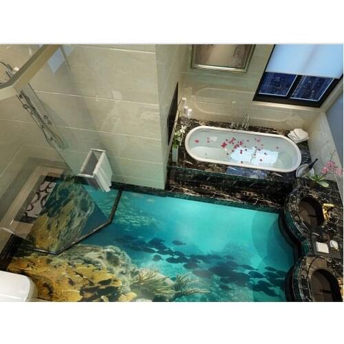 PVC waterproof floor Beach floor murals in wall stickers ocean fish Custom Photo self-adhesive 3D floor