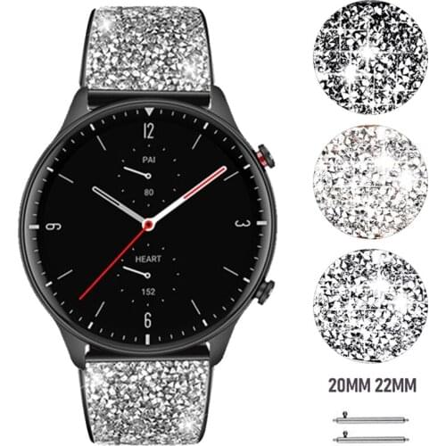 20mm 22mm Womens Diamond Band for Huami Amazfit GTS 2/Bip Watch Wrist Strap for Amazfit GTR 2/2e Stratos Watch Watchband Bracele
