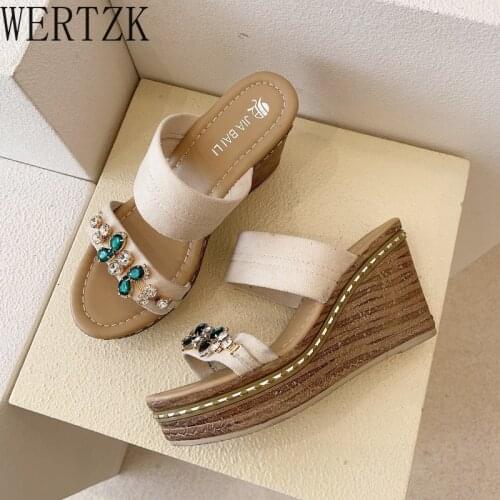 Spring Summer Lady Fashion High Heel Wedge Sandals Dress Rivets Design Lady Fashion Wedges Hemp Ladies Bridal Shoes