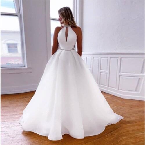 Princess A-line Wedding Dress Tiered Organza With StrapZipper Back Simple Robe De Mariee White Ivory Custom Bridal Dresses