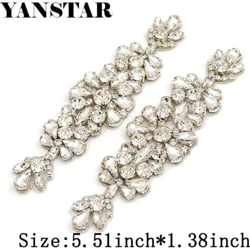 YANSTAR (1pcs)Wholesale 14*5CM Bridal Sash Rose Gold Crystal Rhinestones Appliques Accessory For Bridal Gown Belt YS982