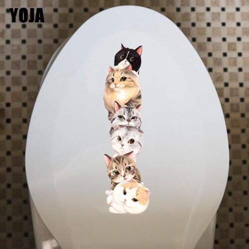 YOJA 8.8*28CM Interesting BedRoom Art Home Decor Wall Decal Toilet Sticker Cute Cartoon Little Cats T3-0416