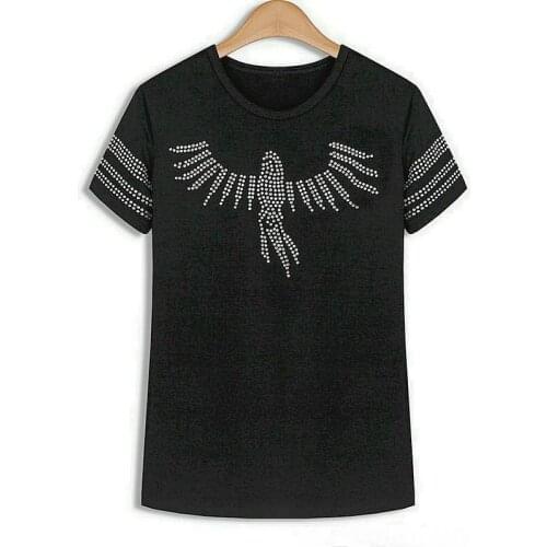 2017 Summer Autumn New Womens Sequined Eagle Short-sleeve T-shirts Women Hip-Hop tees Female T shirt
