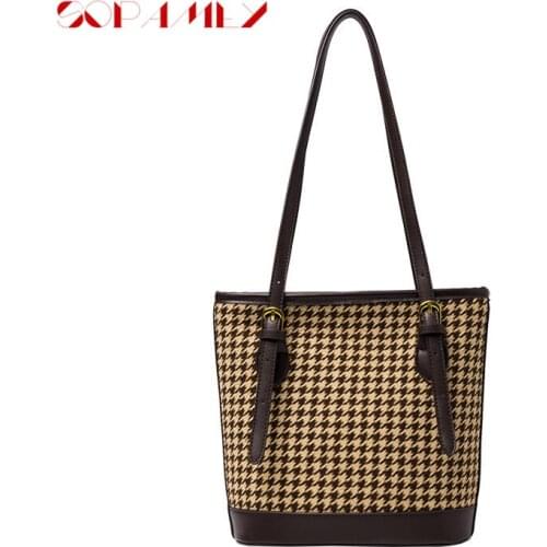 Houndstooth Retro Single Shoulder Bag 2020 Autumn Winter New Temperament Female Handbags Classic Trend Branded Women Handbag PU