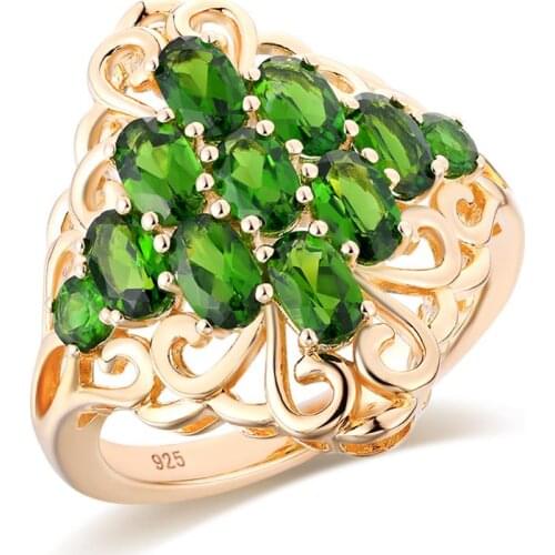 GZ ZONGFA Hot Fashion Jewelry Silver Jewelry Natural Chrome Diopside Stone 925 Sterling Silver Rings