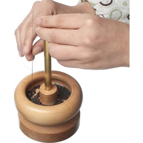1 Set Manual Wood Bead Spinner Wooden Crafts Quickly Durable Portable Hand Tool Jewelry Making Bead String Tools 18.5cm x 10.5cm