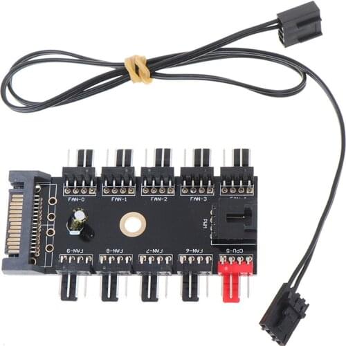 1pc 12V 10Way 4pin fan hub speed control regulator cpu fan interface for pc case