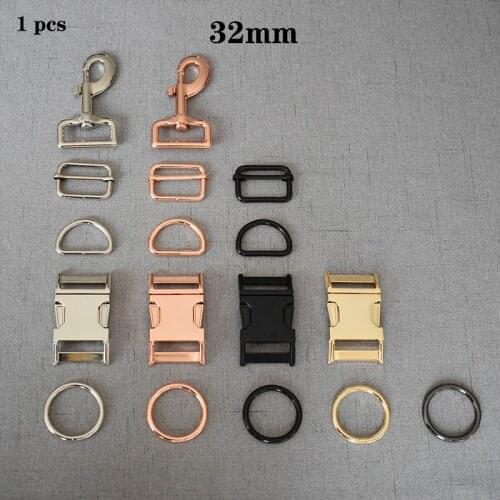 1 pcs/pack 32mm Metal Buckle Adjust Buckle D Ring Metal Swivel Hook Retailing Environmental Accessory DIY Dog Collar Accessories
