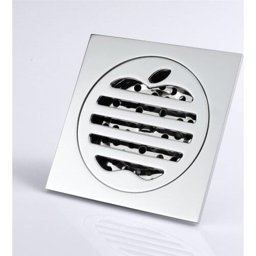 10*10cm Brass Chrome Shower Drains Square Bath Drains Strainer Hair Bathroom Floor Drain Waste Grate Drain