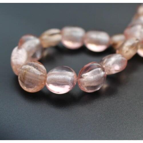 10Pcs 12mm 15.5mm Round Flat Lampwork glass beads Foiled Beads Pink color for jewelry Making