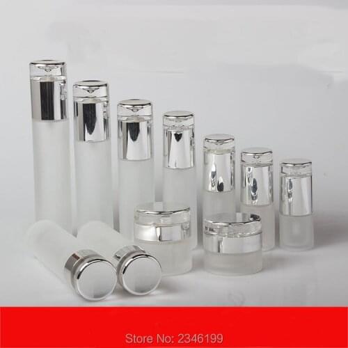 10Pcs/Lot High Grade Arcylic Cosmetic Refillable Containers, DIY Frosted Glass Spray Bottle, Lotion/Emulsion Bottle, Cream Jar