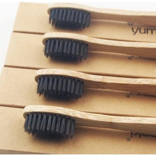100 Pieces Black 100% Bamboo Toothbrush Wood toothbrush Novelty Bamboo soft-bristle Capitellum Bamboo Fibre Wooden Handle