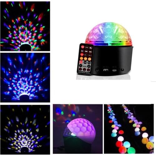 12W RGB Disco Ball Light Bluetooth Music Speaker Player DMX USB Christmas Laser Projector Stage Par Light with Remote Control