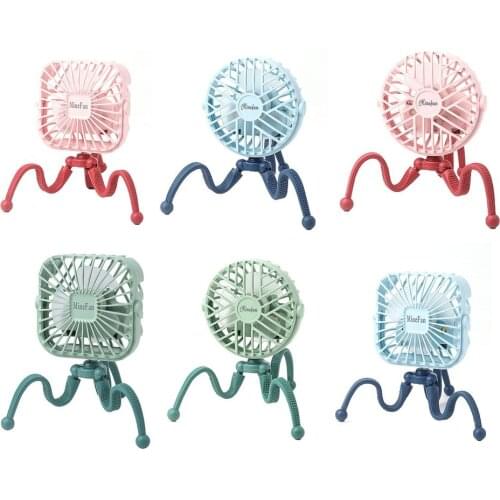 1500mah Stroller Fan Personal Portable Desk Handheld Baby Bed Car Seat Fan USB Rechargeable Fan Adjustable Octopus Stand