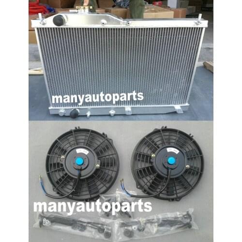 2 row Aluminum Radiator+Two fans for 2000-2009 Honda S2000 MT 2001 2002 2003 04 05 06 07 08 09