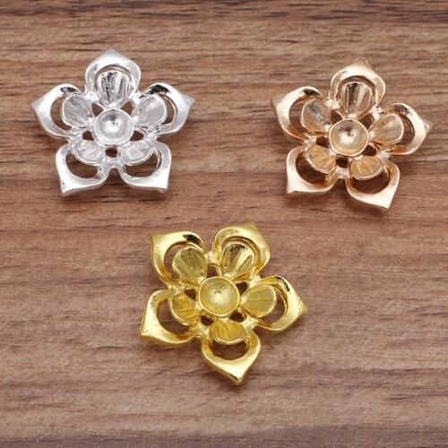 20pcs 25mm Metal Alloy Flowers Bead Caps Accessories Gold Silver Plated Flowers Base Settings For Jewelry Making