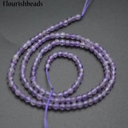3mm Diamond Cutting Faceted Natural Amethyst Small Size Stone Round Loose Beads