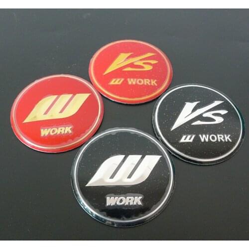 4pcs 56mm VS W Work Wheel Center Cap Stickers Logo Badge Emblem Car Styling Accessories Cambered Surface