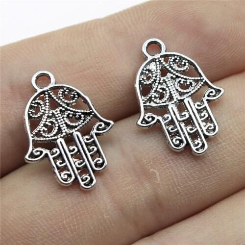 40pcs 20x15mm Pendant Hamsa Hand Hamsa Hand Charm Pendants For Jewelry Making Antique Silver Color Hamsa Hand Pendants