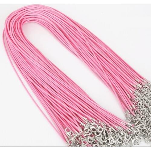 5 pieces) 43cm plus 5cm extension chain woven black leather rope wax thread diy handmade pendant necklace lobster clasp