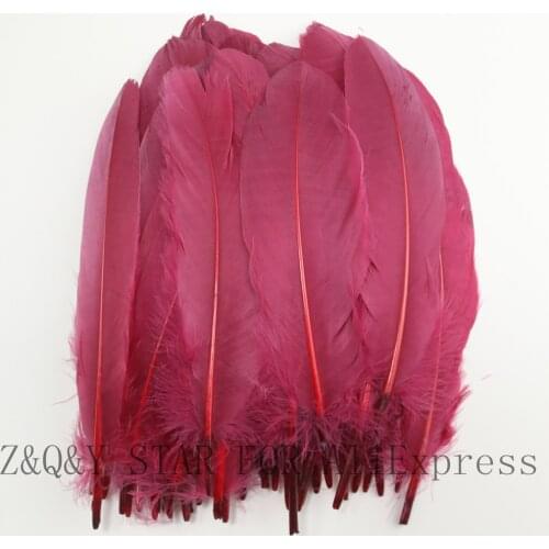 50-200 natural goose feathers 15-20CM dyed light wine red DIY craft jewelry clothing feathers