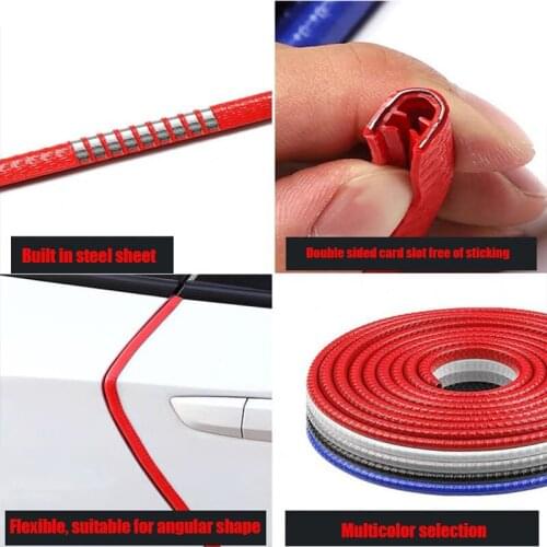 5m Built In Steel Ring Automobile Anti-Collision Strip Automobile Door Edge Scratch Protector Bumper Guard Decorative Sealing St