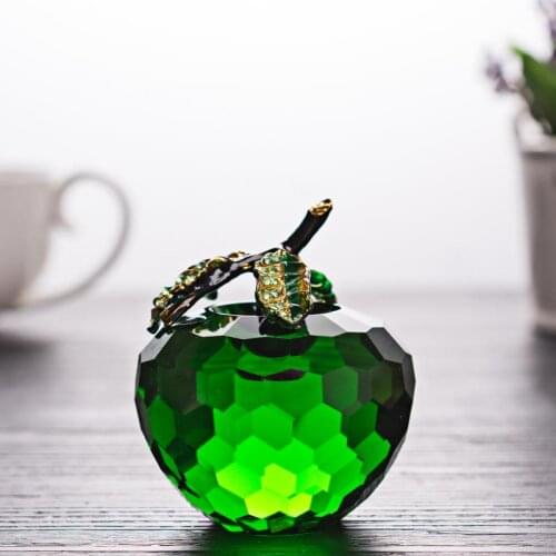 60mm Green Transparent Crystal Apple Paperweight Pretty Crafts Art&Collection Christmas Gifts Home Wedding Decoration Ornaments