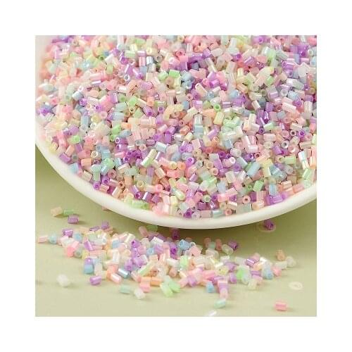 1200Pcs/Lot 11/0 Beads Mixed Color 2mm DIY Glass Loose Tube Bugle Seed Beads For Craft Jewelry Dress Accessories Hot Sale