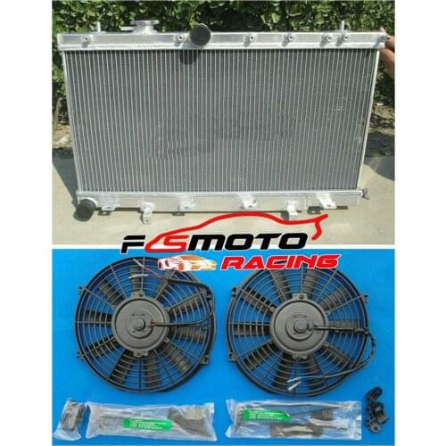 Aluminum radiator & Fans For Subaru Impreza WRX GDA/GGA;STI GDB/GGB EJ20 02-07 06 2002 2003 2004 2005 2006 2007 07 05 04 03 02