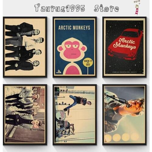 Arctic Monkeys Music Rock Band Kraft Paper Retro Poster Bar Western Restaurant Decorative Painting