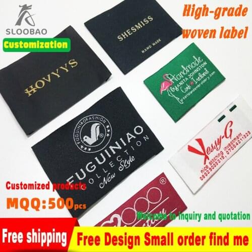 FreeshippingSewingClothingLabelsGarmentEagerCutFoldWovenPrintedLabeltagsFabricLogoWithPersonalizedNameClothesTags