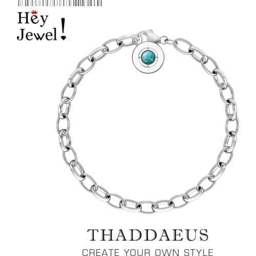 Blue Link Chain Charm Bracelets,2019 Autumn 925 Sterling Sliver Gift for Women Men,Europe Style Jewelry,Fashion Accessorie Club