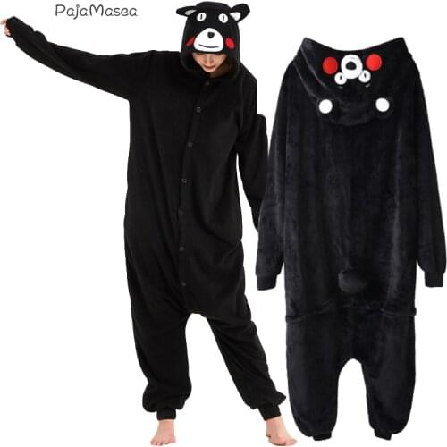 Pajamasea Kumamon Kigurumi Animal Onsie Cartoon Pajama Long Sleeve Hooded One-Piece Onesies for adults Cosplay pyjama Bodysuit