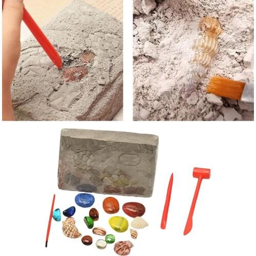 Children Gemstone Digging Kit – Digging Up 17 Real Gems Science & Educational Toys for Kids Hunting Treasures Game Toys
