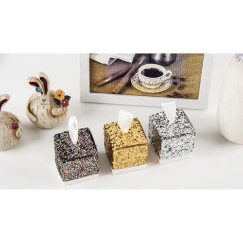 European Glitter Box Wedding Party Gift Favors Box Festive Party Wrapping Supplies Wedding Candy Box Gold Silver Glitter