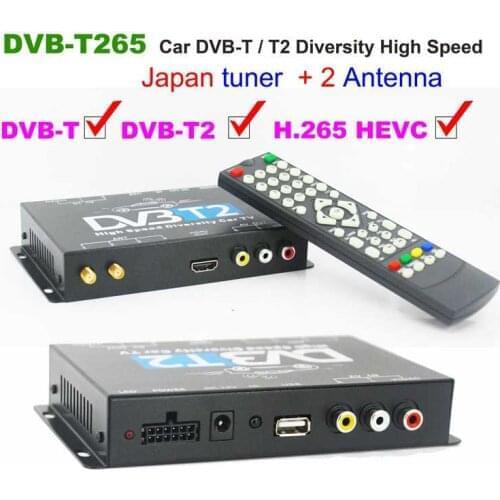 HDTV Car DVB-T265 DVB-T2 H.265 HEVC MULTI PLP Digital TV Receiver automobile DTV box With Two Tuner Antenna Freene dvb t2 hevc