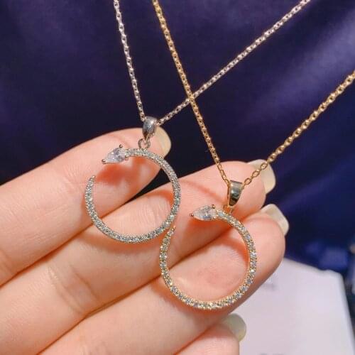 HIBRIDE Lucky Circle Round Necklace Pendants for Women Wedding Party Accessories Full Cubic Zircon Pave Dubai Bridal Jewelry P68