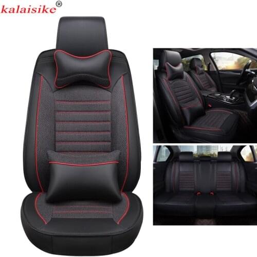 Kalaisike leather plus Flax universal car seat cover for Skoda all model rapid superb yeti kodiaq octavia fabia auto accessories