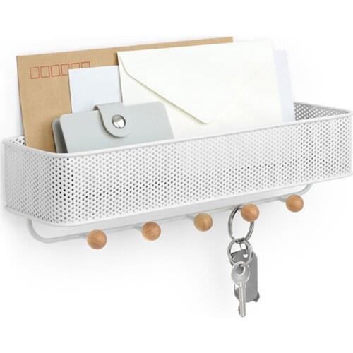 Wall Mounted Nordic Metal Creative Storage Rack with 5 Hooks Wall Decorative Key Holder Bathroom Organizer