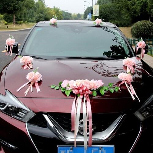 2021 New Wedding Car Decoration Artificial Flower Silk Flowers Rose Flower and Door Handle