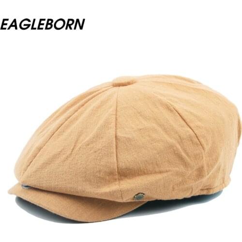 2021 New Solid Color Vintage Beckham Men Women Fashion Octagonal Cap Men Cotton Newsboy Cap Painter Beret Hat Size 56-60