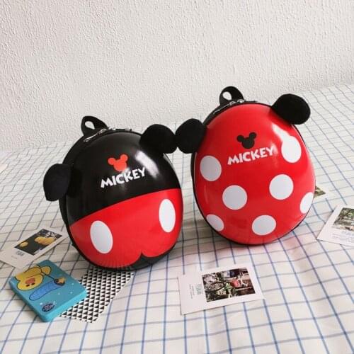 New Disney Cute Childrens Backpack Mickey Mouse Anime Printing Egg-shaped School Bag PVC Large Capacity Students Backpack Gifts