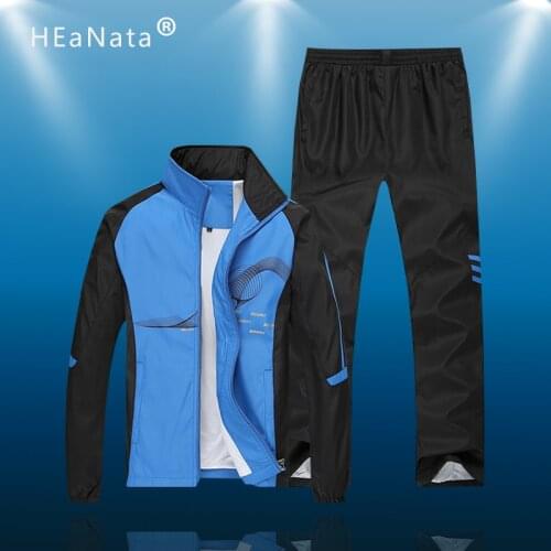 New Mens Sport Set Men Sportswear 2 Piece Set Running Suit Jacket+Pant Sweatsuit Men Training Clothing Tracksuit Set