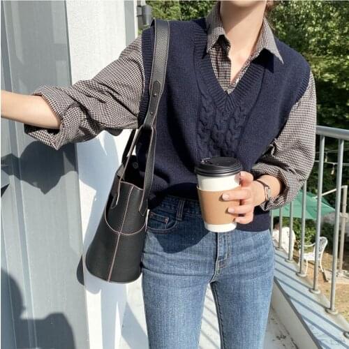 New loose sleeveless sweater spring autumn Women vest sweaters knitting vest joker knitted vest wool oversize Girls Pullover