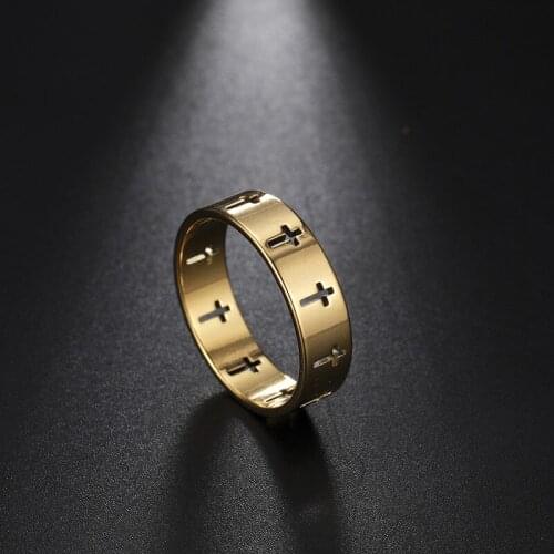 Stainless Steel cross Couple Rings Women Men Hollow Personality Punk Finger Ring Engagement Wedding Party Jewelry Gif
