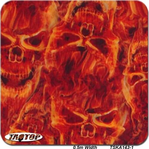 ITAATOP 0.5M 5Sq Water Transfer Film Width TSA143-1 Skulls Fire Pattern Hydro Graphics Water Transfer Printing Film